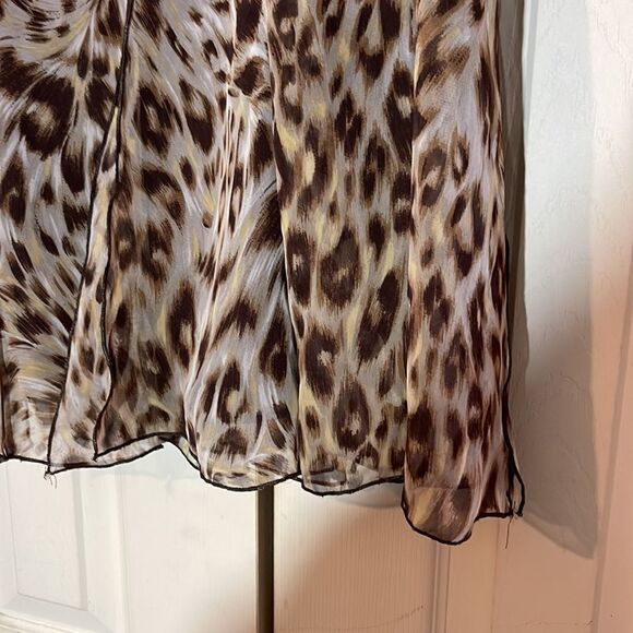 Scarlett Cheetah Leopard Animal Print Flared Skirt With Layering Strips 9 10 - Picture 6 of 16